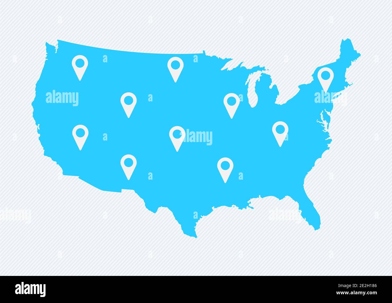 USA mappa con icone mappa. Mappa degli stati Uniti d'america Illustrazione Vettoriale