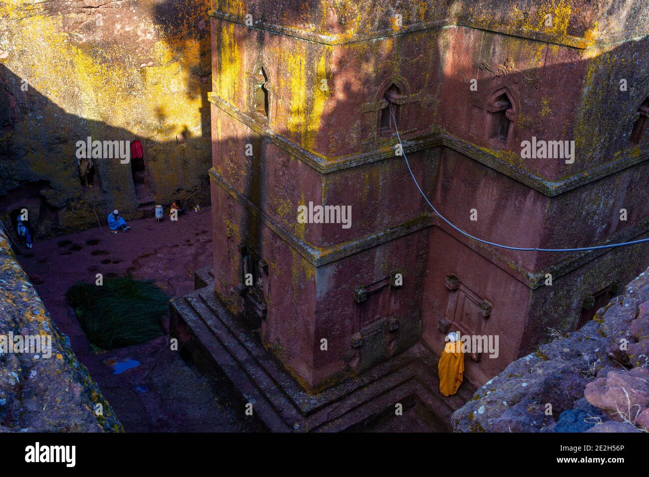 Bete Giorgis Bet Giyorgis Chiesa scavata nella roccia Felsenkirche Sito Patrimonio dell'Umanità dell'UNESCO, Lalibela, Etiopia, Africa  Foto Stock