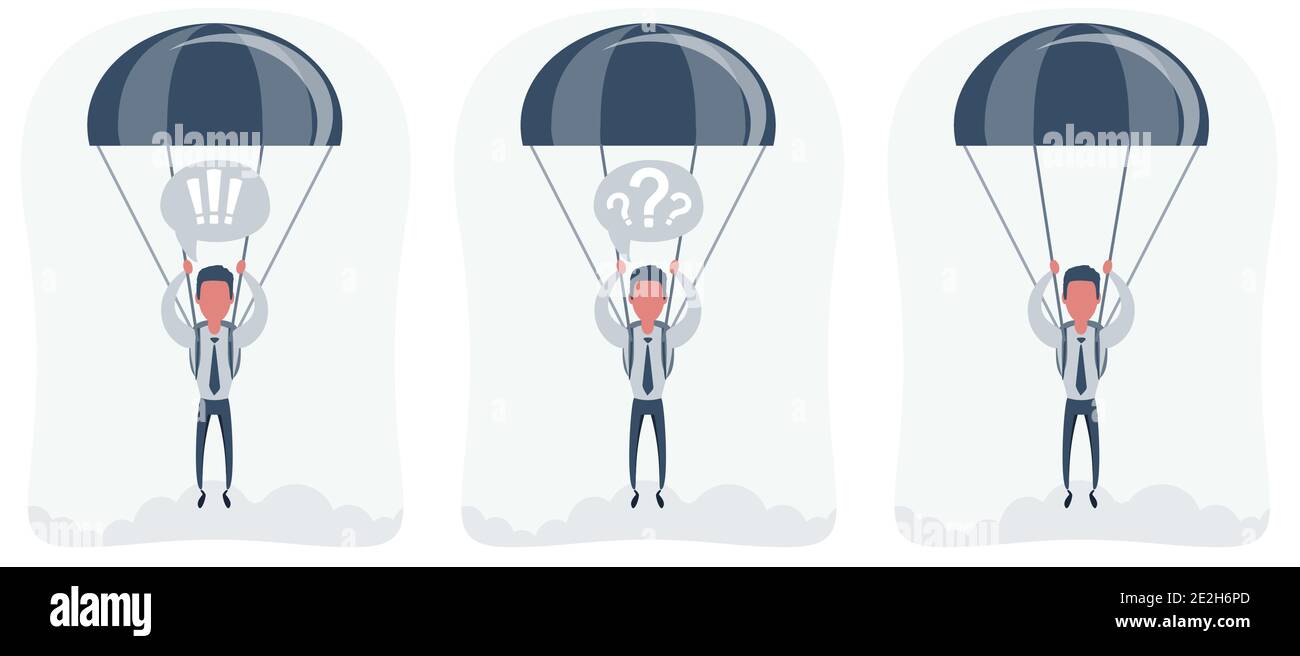 uomo d'affari con paracadute Illustrazione Vettoriale