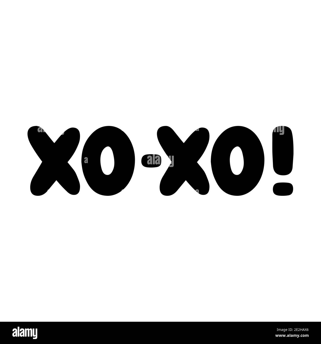 XO xo. Scritta roundish scritta a mano isolata su sfondo bianco. Illustrazione Vettoriale