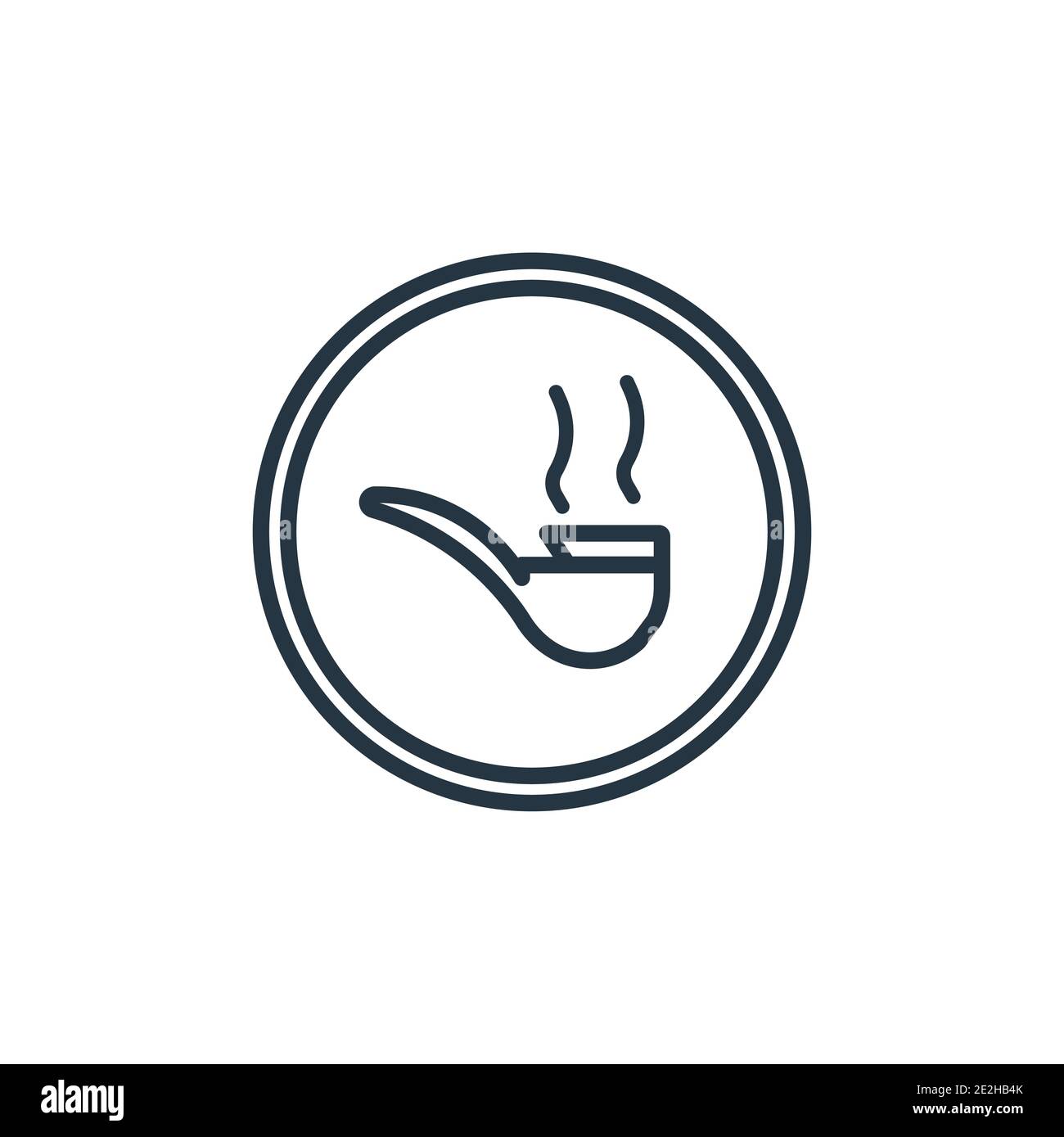 Icona vettore contorno tubo non fumatori. Sottile linea nera no smoking pipe icona, vettore piatto semplice elemento illustrazione da mappe modificabili e flag concep Illustrazione Vettoriale