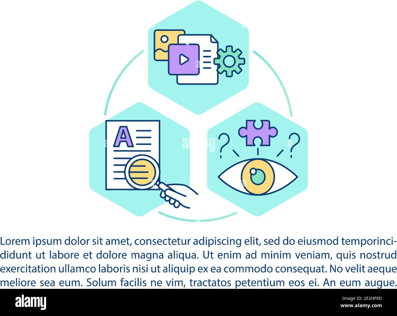 Icona del concetto di alfabetizzazione multimediale con testo Illustrazione Vettoriale