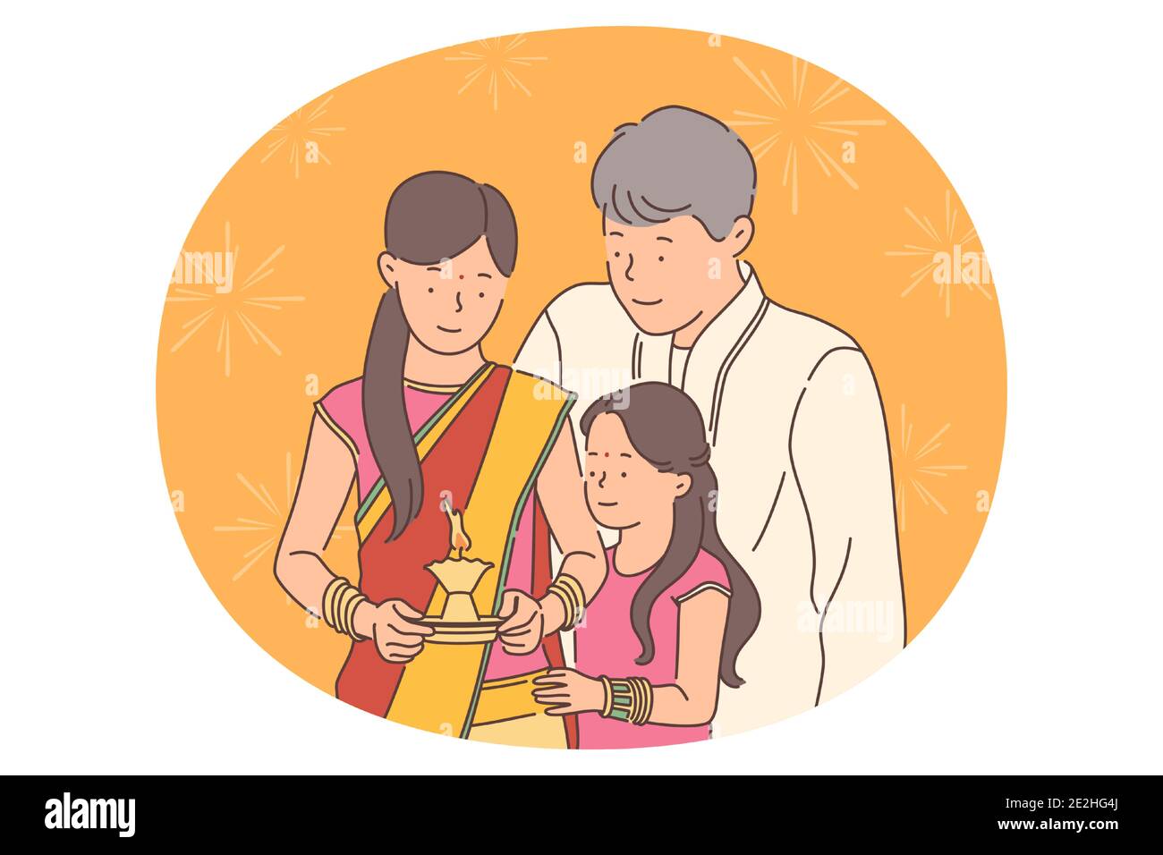 Indian Deepavali o Diwali concetto di vacanza Illustrazione Vettoriale