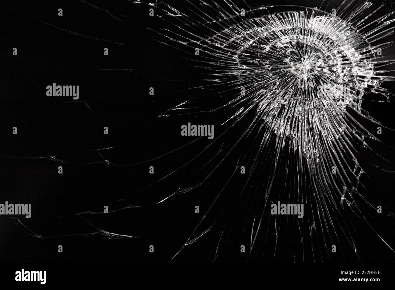 Vetro rotto, linee bianche su sfondo nero, elemento di disegno Foto Stock