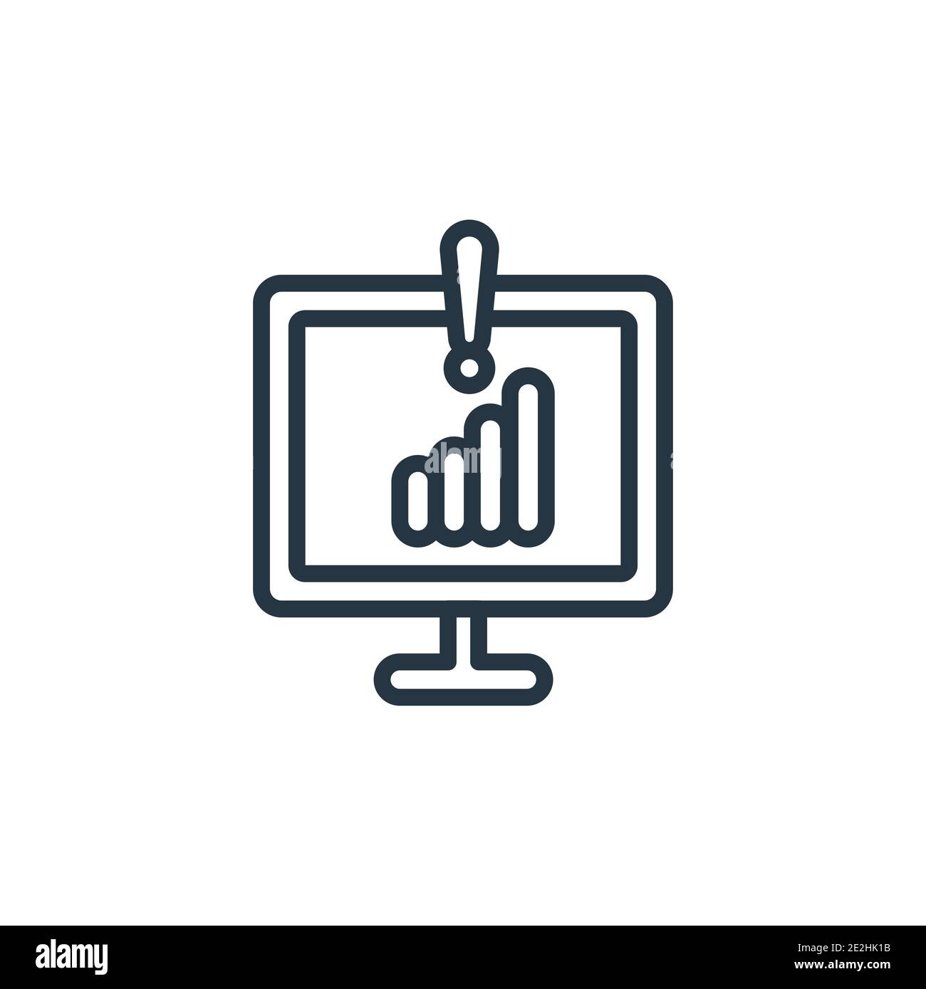 Errore di connessione icona vettoriale. Icona di errore di connessione nera a linea sottile, illustrazione di un semplice elemento vettoriale piatto dal concetto di rete modificabile Illustrazione Vettoriale