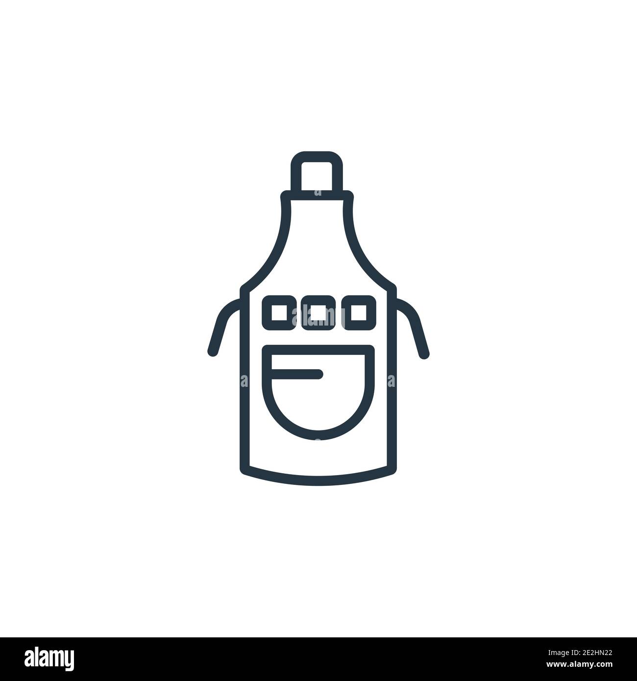Icona vettore contorno grembiule. Icona grembiule nero sottile, vettore piatto semplice elemento illustrazione dal concetto di cucina modificabile tratto isolato su bianco Illustrazione Vettoriale