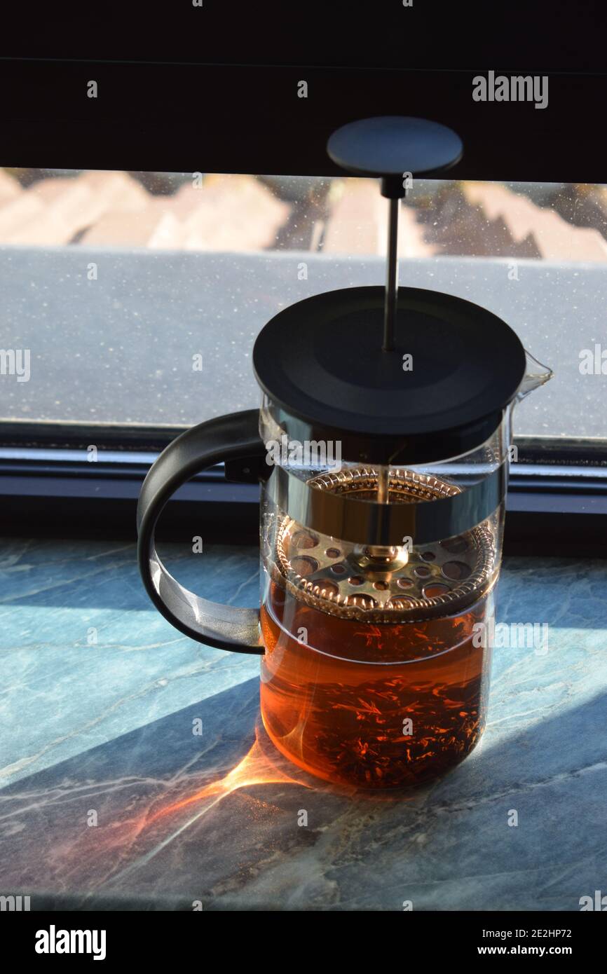 French press tea Foto Stock