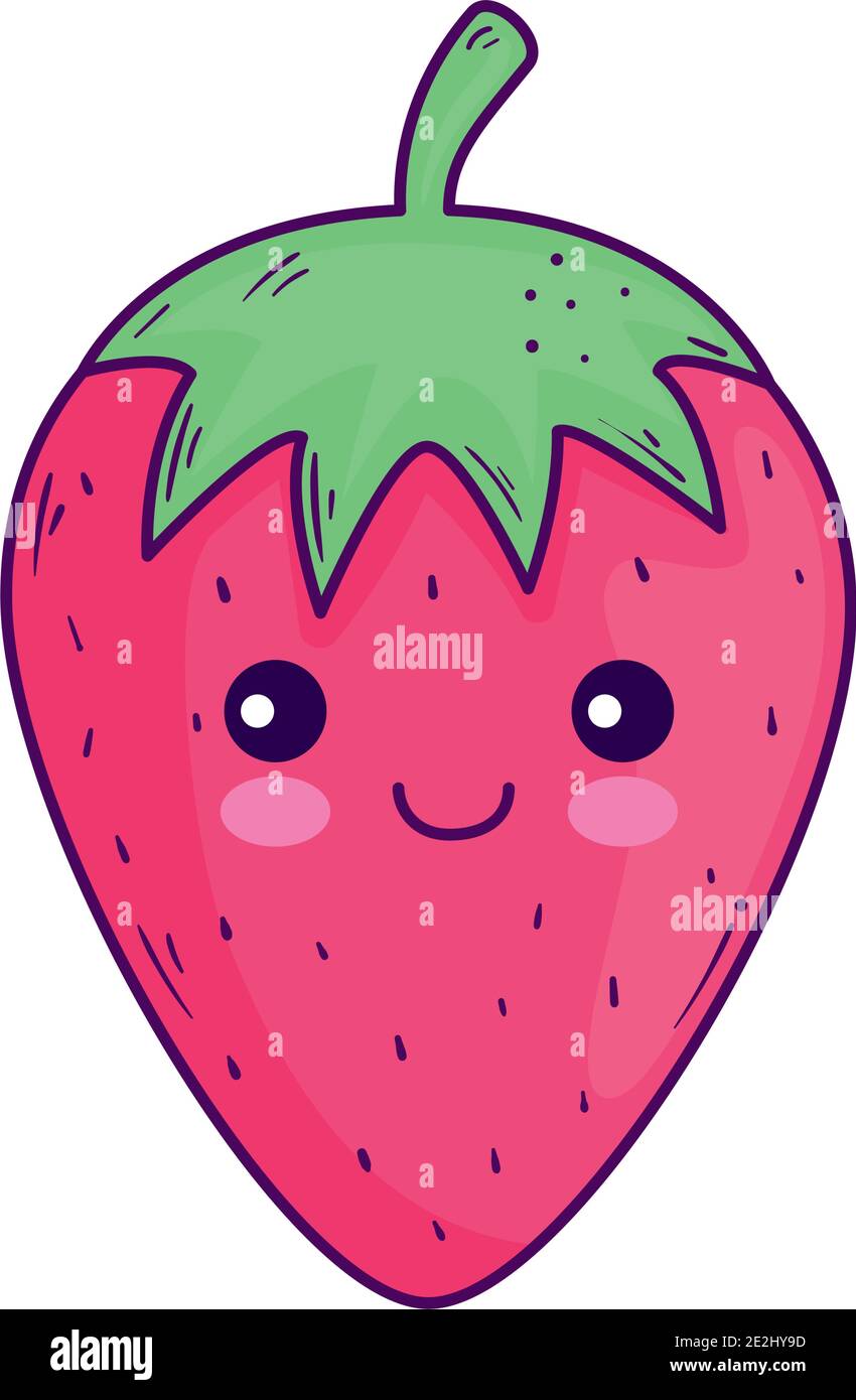 Kawaii cartoni animati fragola disegno vettoriale Illustrazione Vettoriale