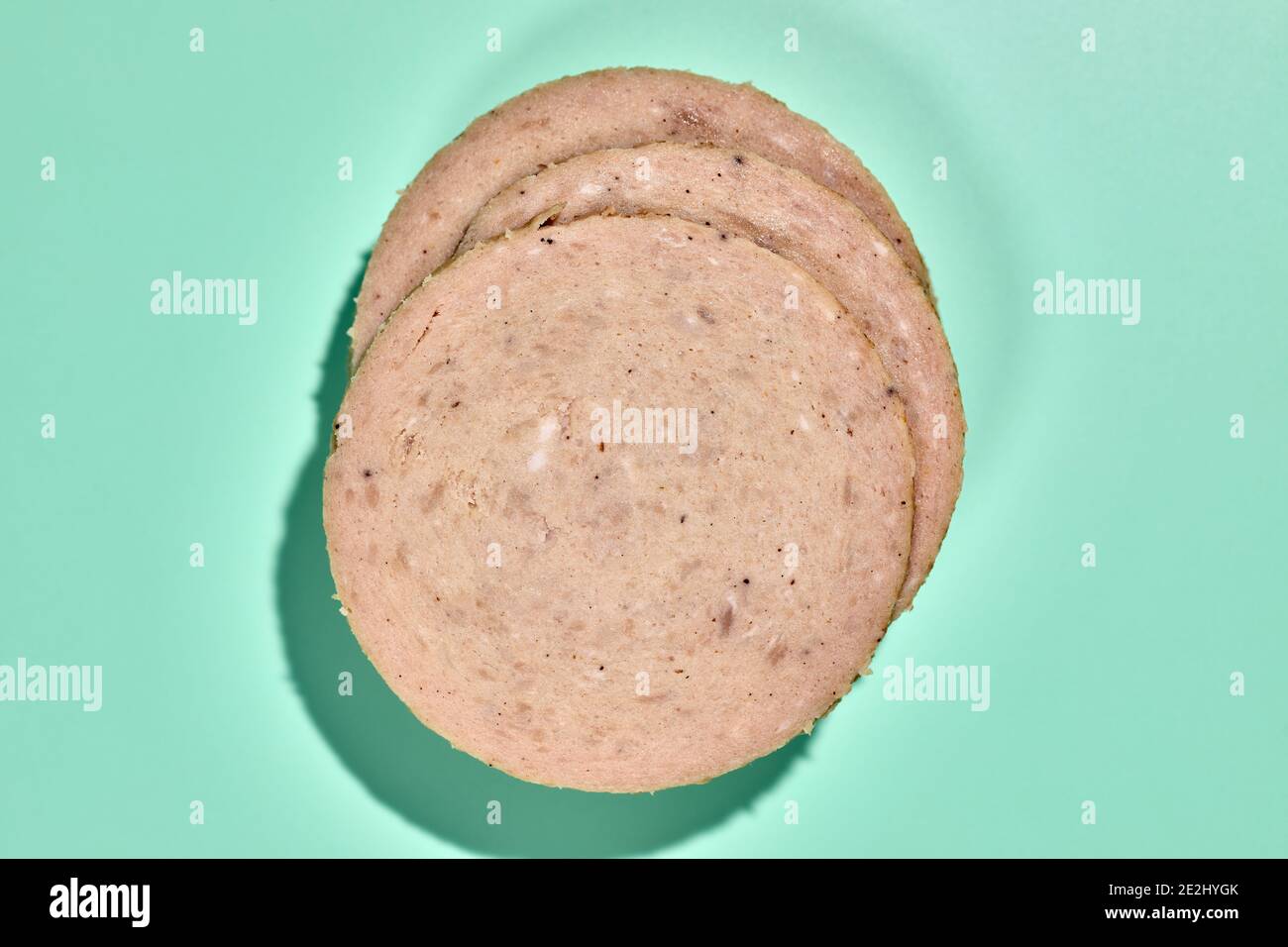 Salsiccia di polpette danese ("frikadellepølse"), a fette Foto Stock