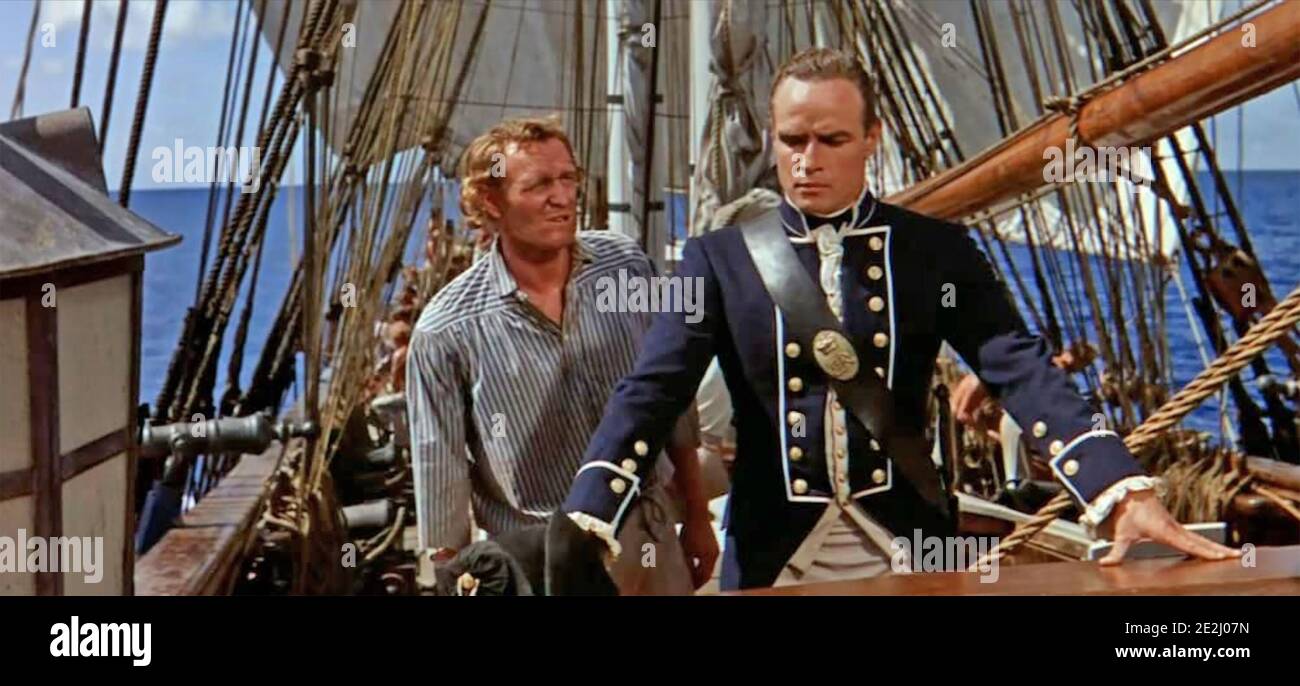 MUTINY SULLA GENEROSA pellicola 1962 MGM con Marlon Brando Come Capitano Fletcher Christian e Richard Harris come Seaman John Mulini Foto Stock