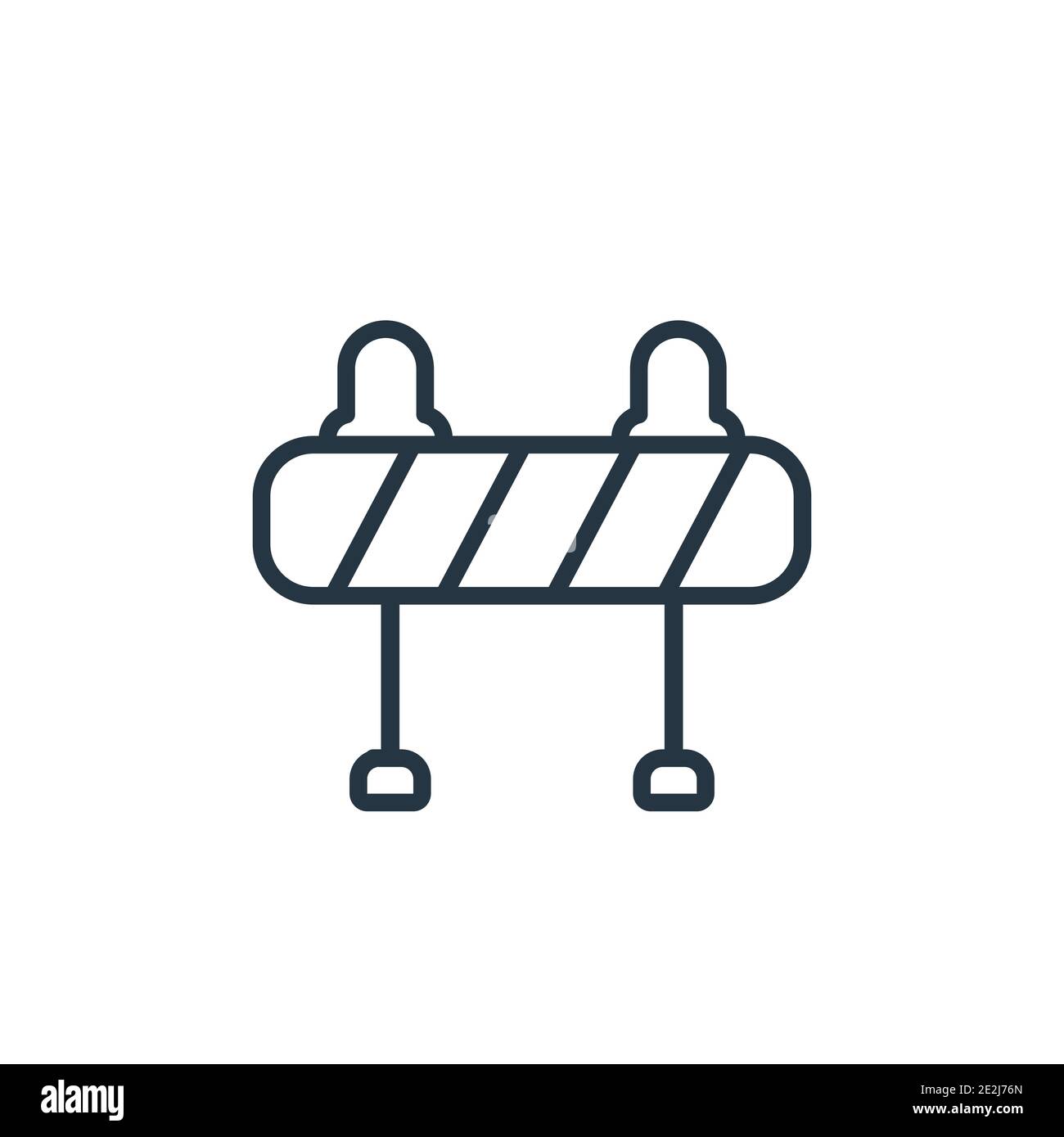 Icona vettoriale delle barriere stradali. Icona di barriere stradali nere a linea sottile, vettore piatto illustrazione di elementi semplici da iso concettuale generale modificabile Illustrazione Vettoriale