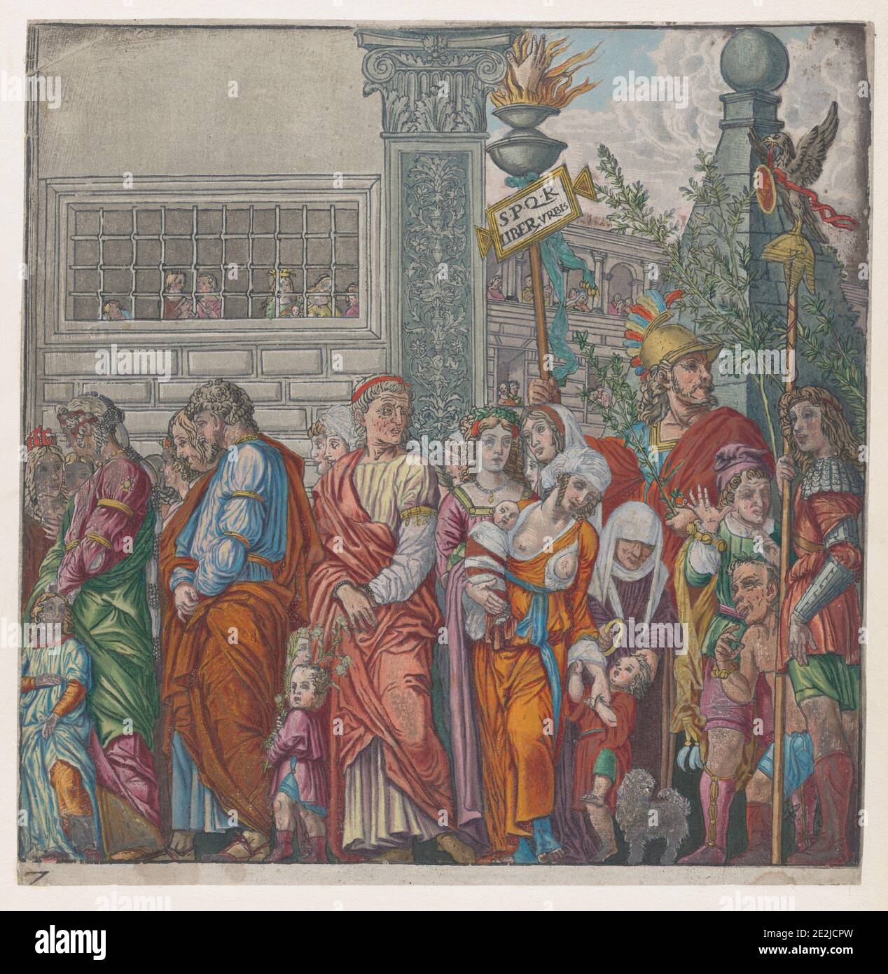 Foglio 7: Processione, dal Trionfo di Giulio Cesare, 1599. Foto Stock