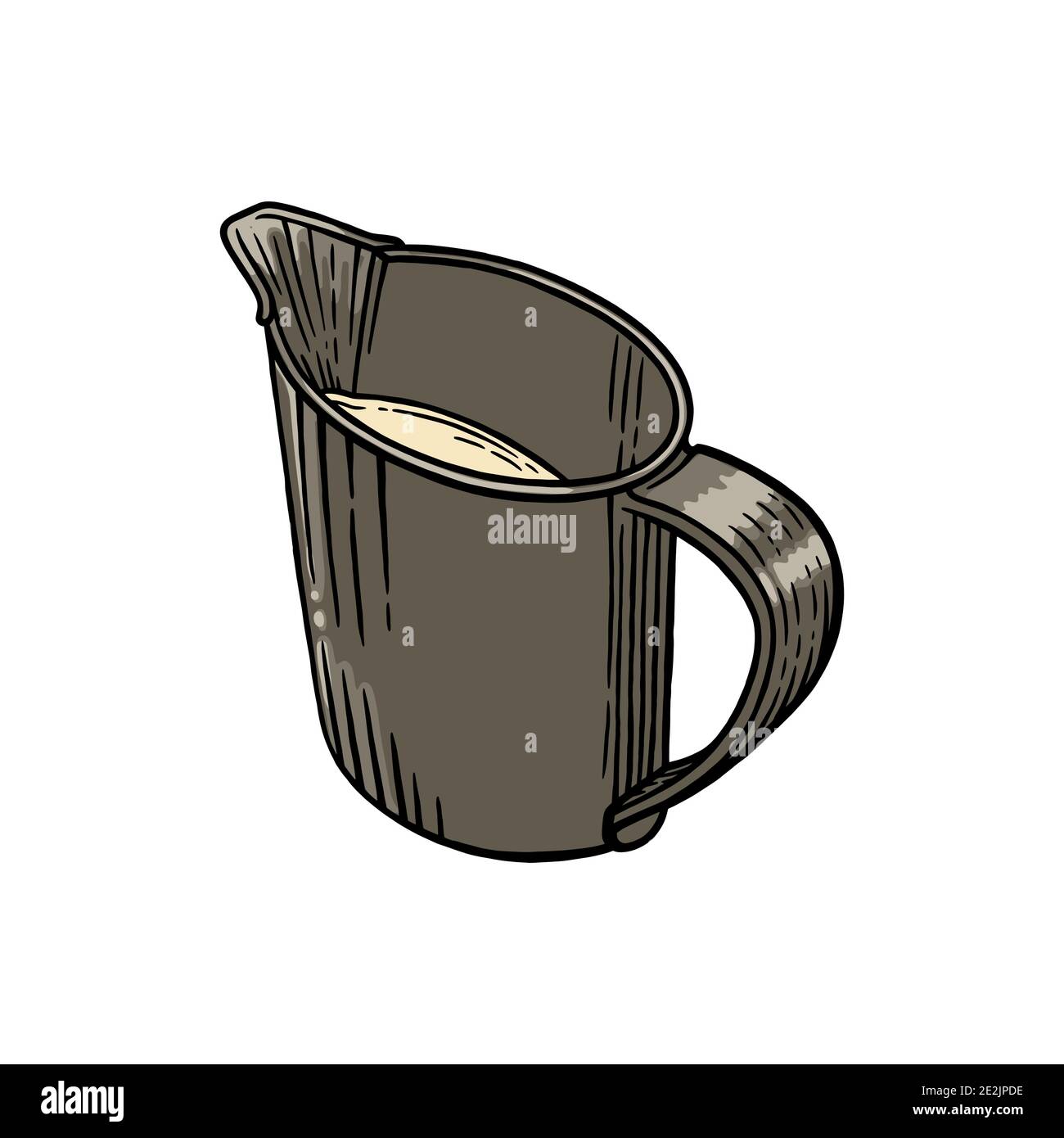 Schizzo della crema di caffè isolato su sfondo bianco. Immagine incisa della crema con latte. Illustrazione vettoriale Illustrazione Vettoriale