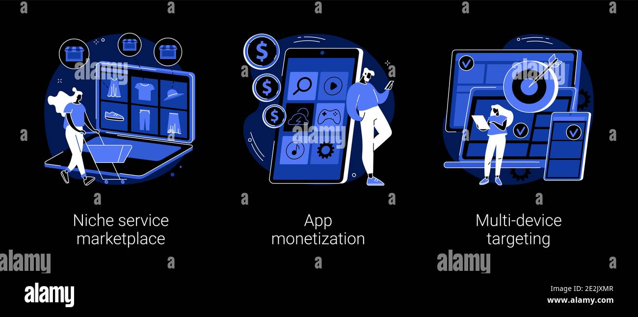 Illustrazioni vettoriali astratte del concetto di vendita al dettaglio online. Illustrazione Vettoriale