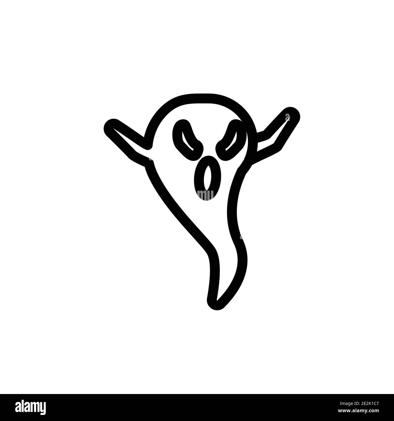 Icona vettore paura su sfondo bianco. Simbolo dell'icona Flat Vector Fear della moderna collezione di Halloween per la progettazione di app web e concept per dispositivi mobili. Illustrazione Vettoriale