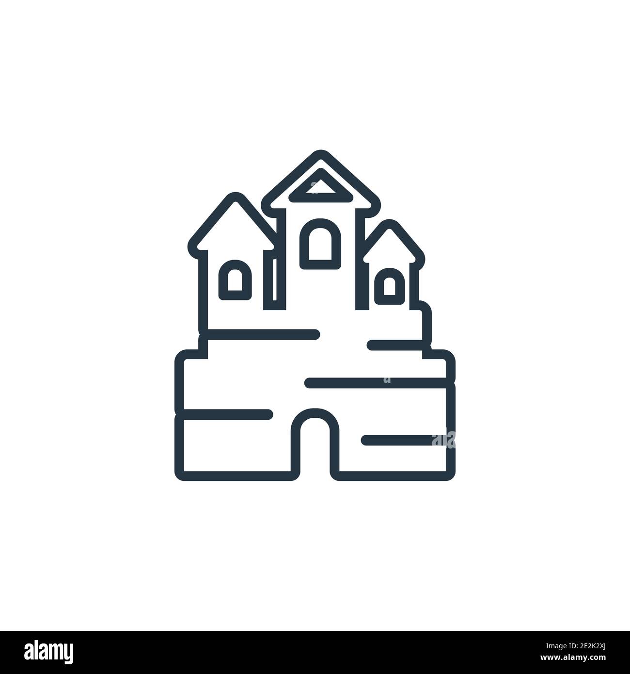 Icona vettore di contorno Disneyland. Icona disneyland nera sottile, vettore piatto semplice elemento illustrazione da editabile concetto di intrattenimento isolato Illustrazione Vettoriale