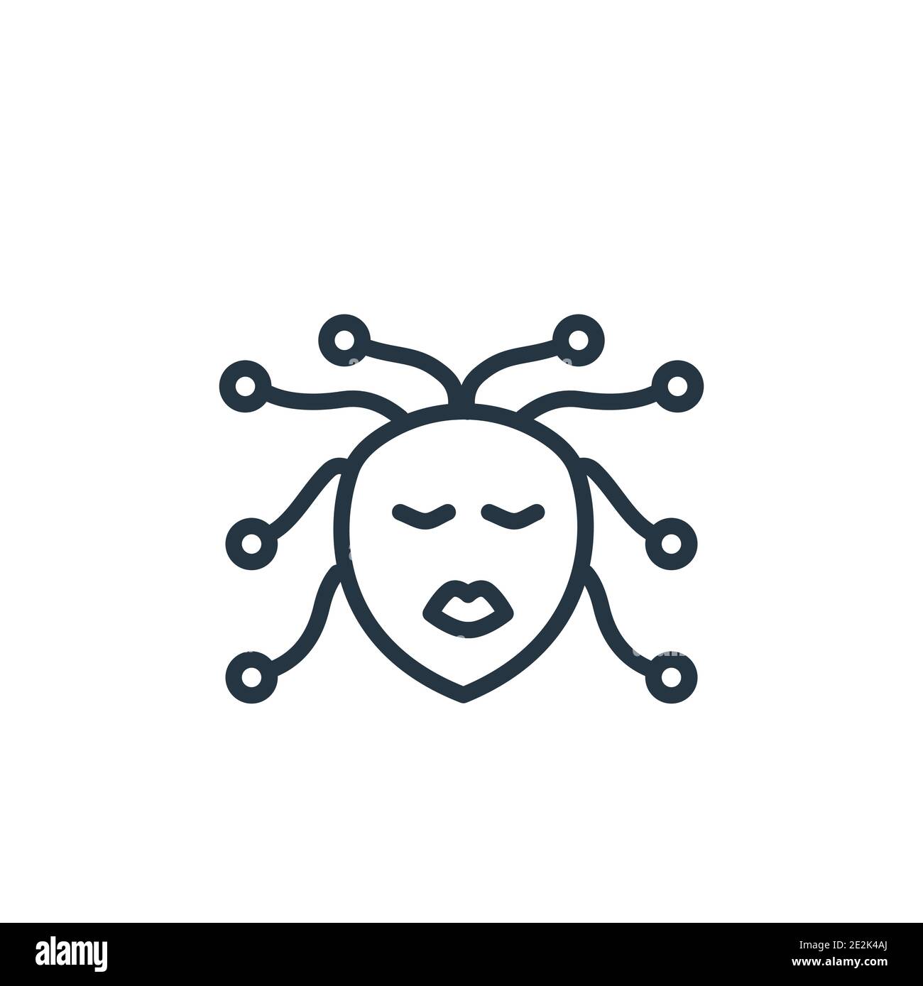 Icona vettore contorno medusa femminile. Icona medusa nera sottile, vettore piatto semplice elemento illustrazione da fiaba modificabile concetto isolat Illustrazione Vettoriale