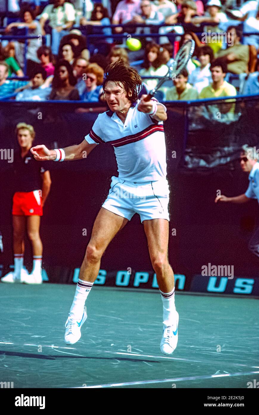 Jimmy Connors (USA) in gara ai Campionati Open Tennis 1981 degli Stati Uniti. Foto Stock