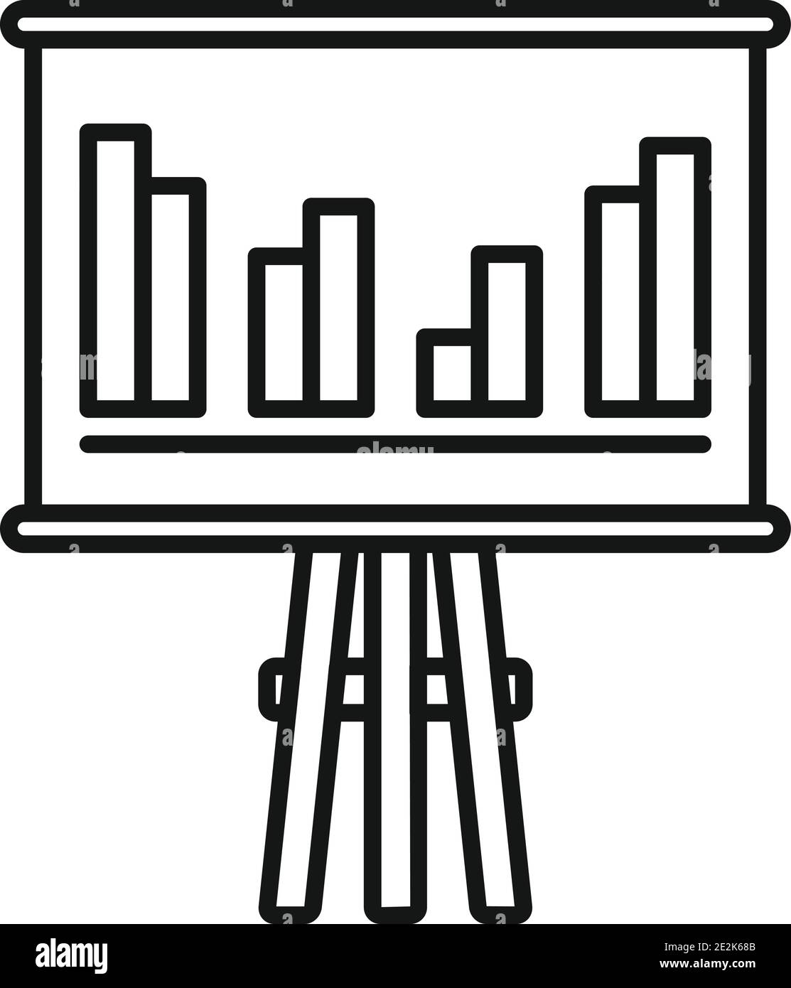 Icona grafico banner guerra commerciale, stile contorno Illustrazione Vettoriale