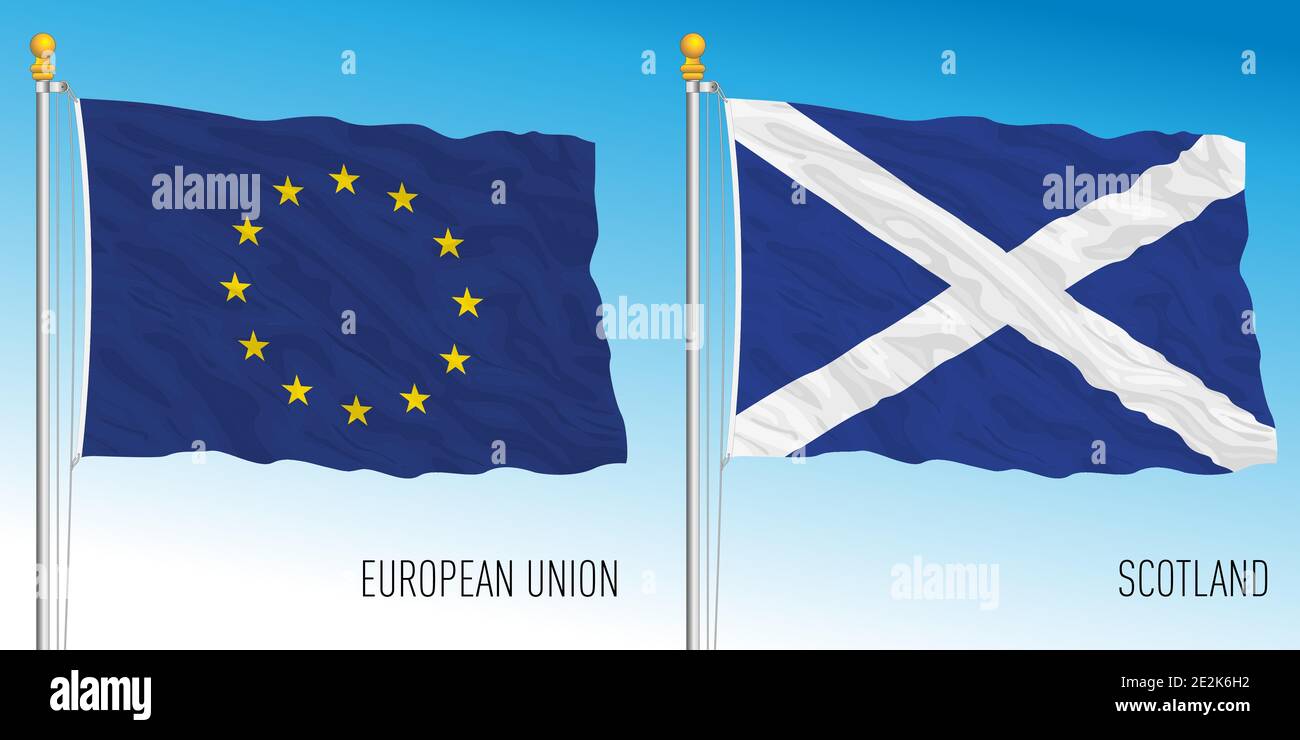 Unione europea e bandiere scozzesi, illustrazione vettoriale Illustrazione Vettoriale