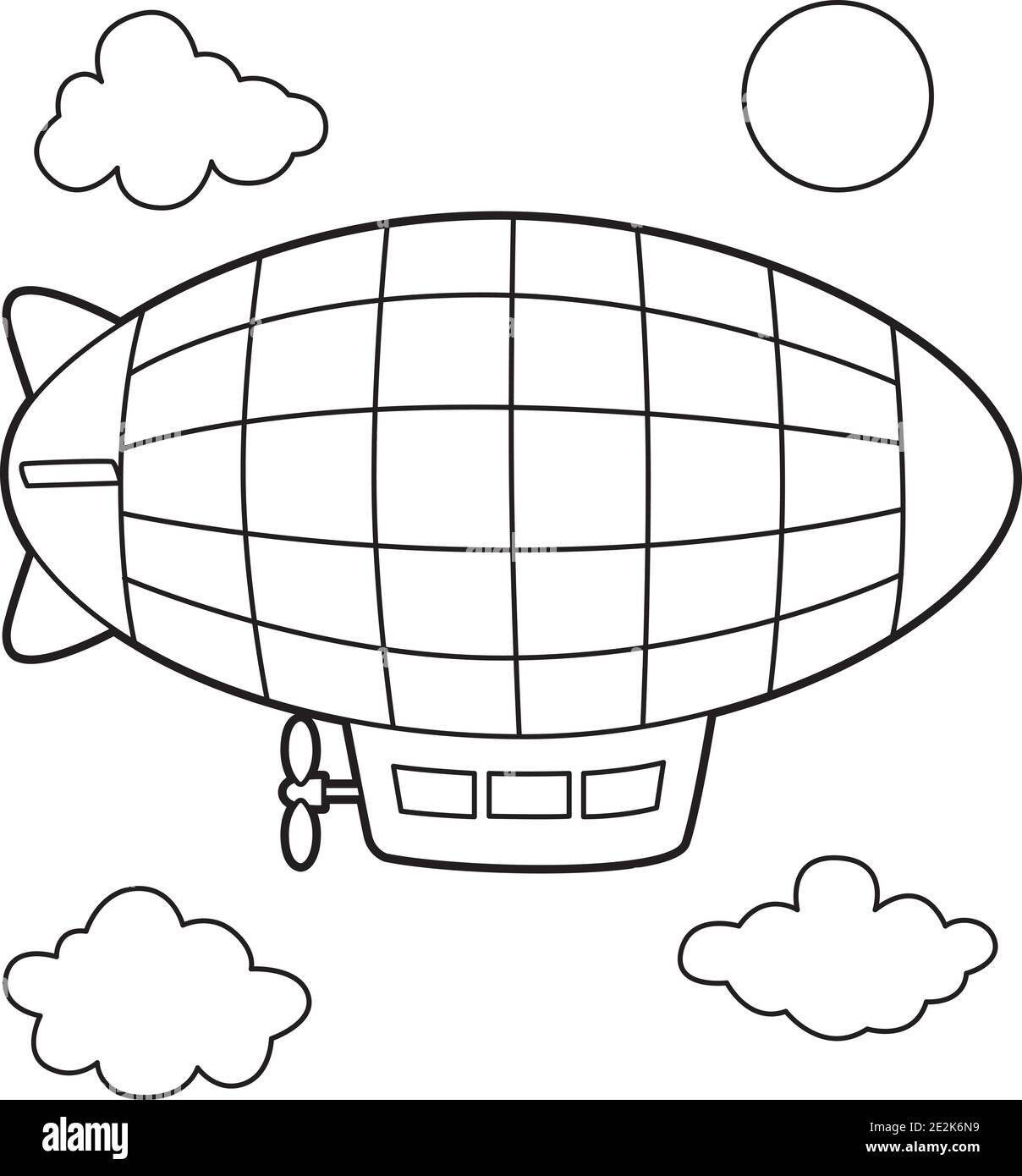 Pagina colorazione Zeppelin Illustrazione Vettoriale