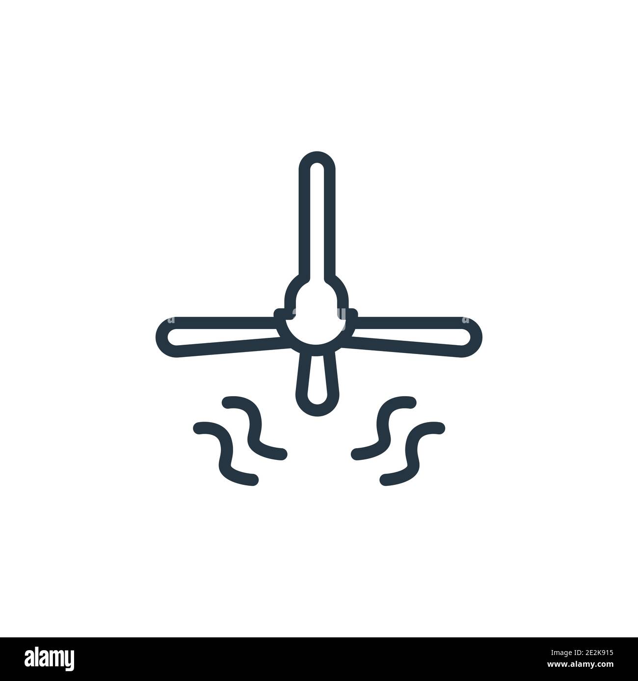 Icona vettoriale del contorno della ventola del soffitto. Icona della ventola da soffitto nera sottile, vettore piatto semplice illustrazione di elementi dal concetto di dispositivi elettronici modificabili IS Illustrazione Vettoriale