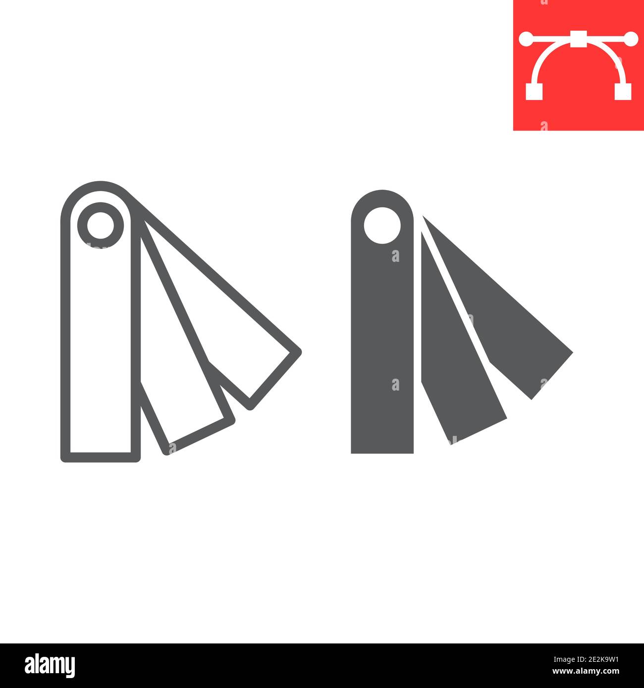 Grafici a colori icona di linea e glifo, colori multipli e pallete, colori pantone segni grafica vettoriale, icona tratto lineare modificabile, eps 10. Illustrazione Vettoriale