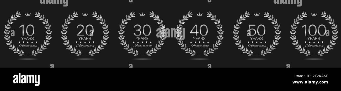 Anniversario corona di alloro set Illustrazione Vettoriale