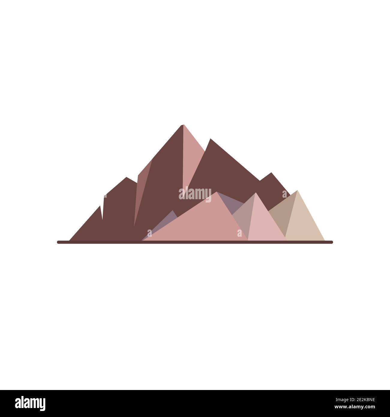 Icona di Mountain Peaks in stile piatto. Simbolo di rocce alte isolato su sfondo bianco Illustrazione Vettoriale