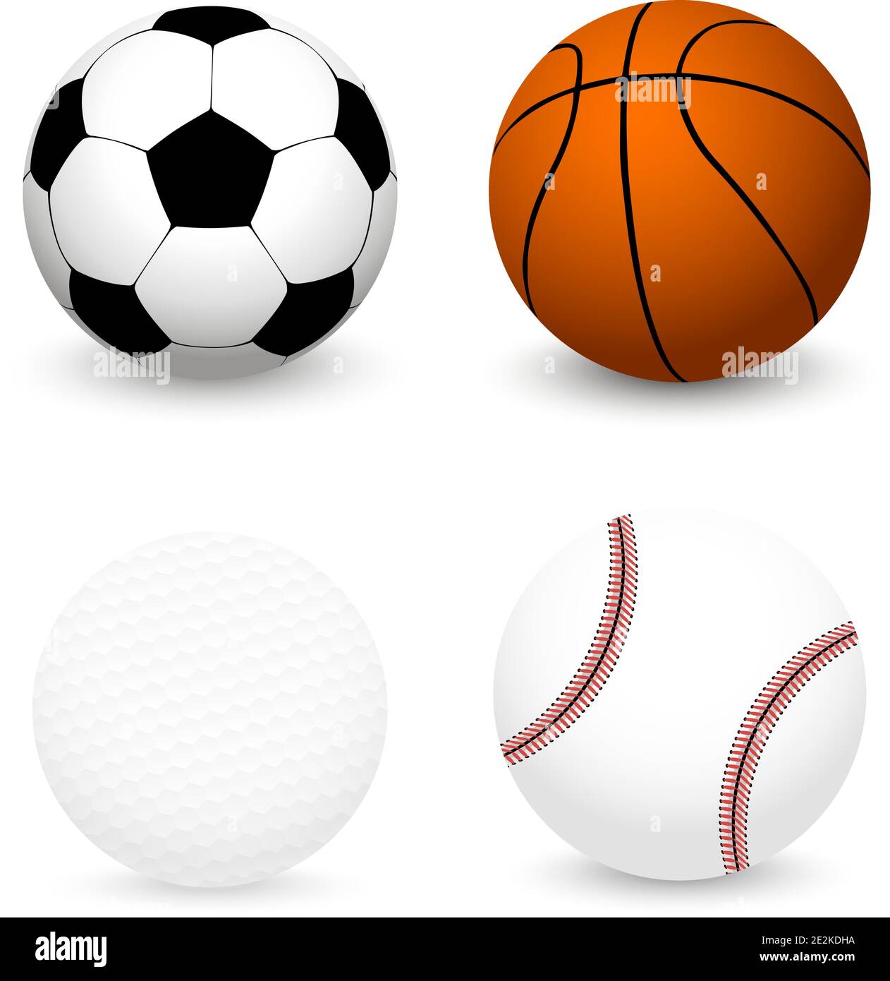 Set di palle sportive. Calcio, Basket, Baseball, Golf ball Illustrazione Vettoriale