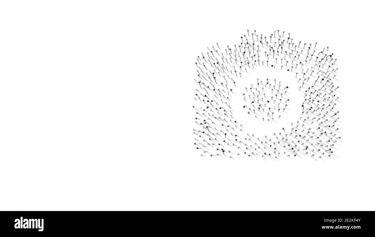 simbolo di rendering 3d della telecamera avvolta in una lamina termica d'oro piastra su sfondo blu scuro Foto Stock