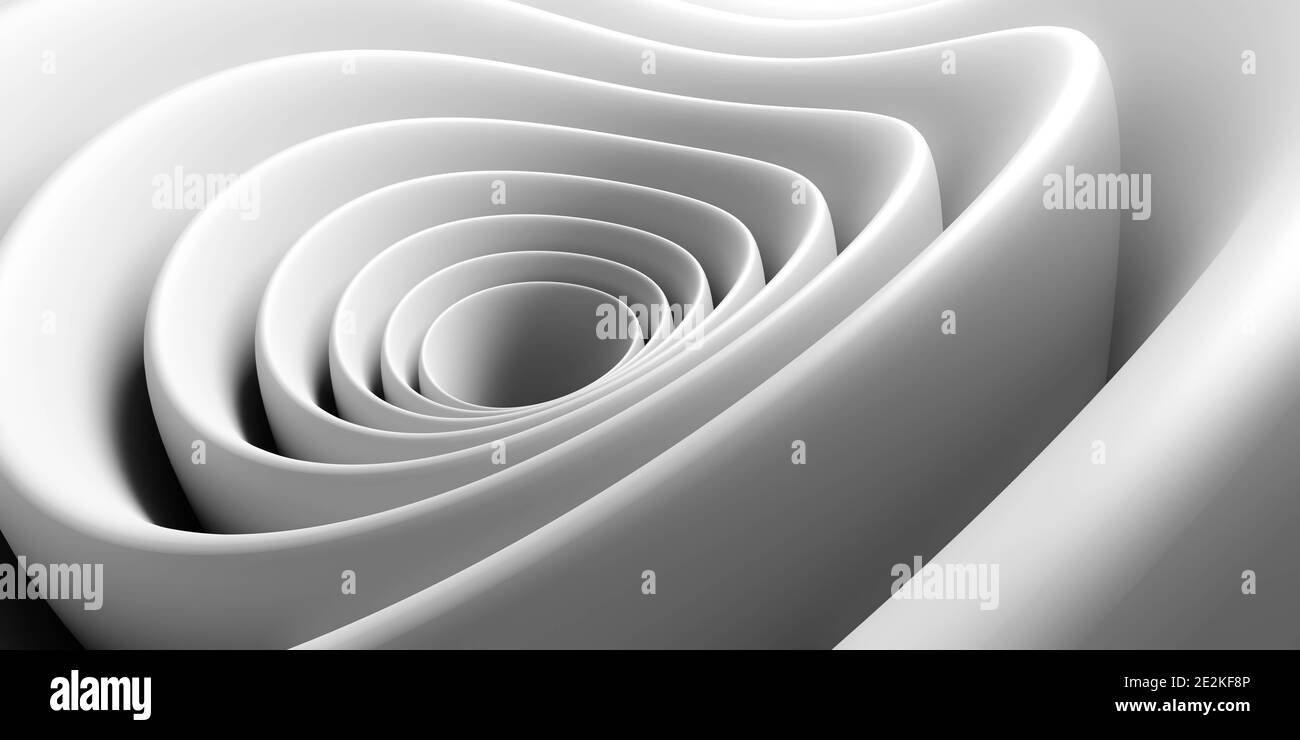 illustrazione del rendering 3d con forma curvilinea rotonda organica bianca Foto Stock
