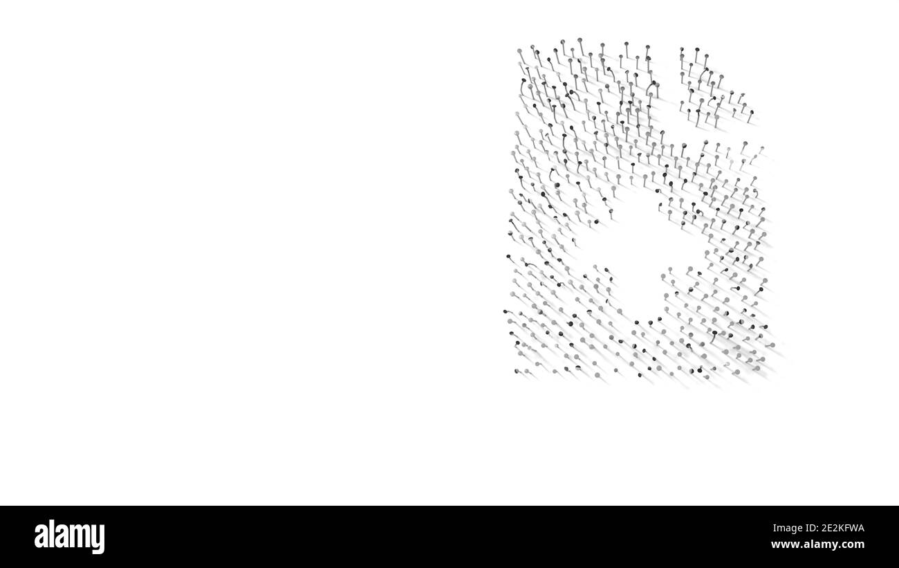 simbolo di rendering 3d della carta con angolo piegato e croce simbolo avvolto in lamina termica dorata su blu scuro sfondo Foto Stock