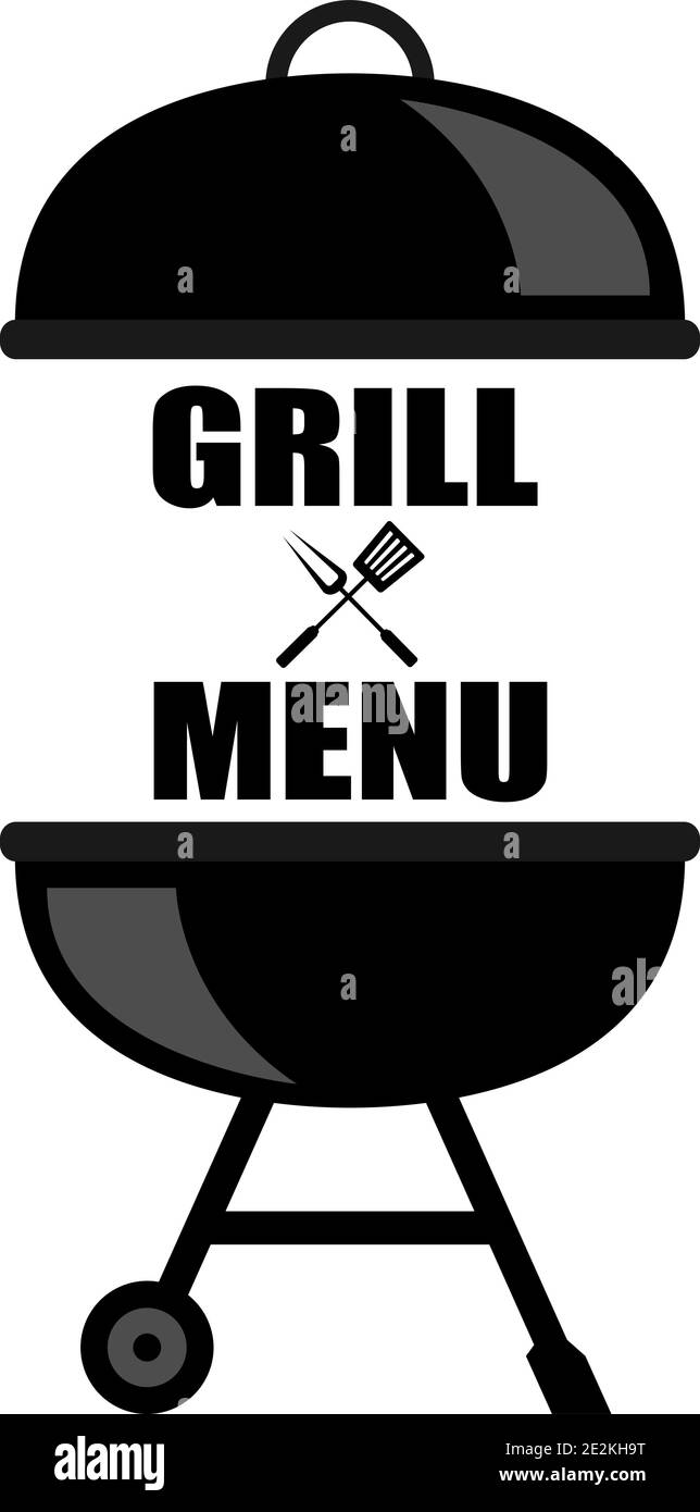 Sticker baner o logotype barbecue su grill e bistecca illustrazione del vettore dei menu Illustrazione Vettoriale