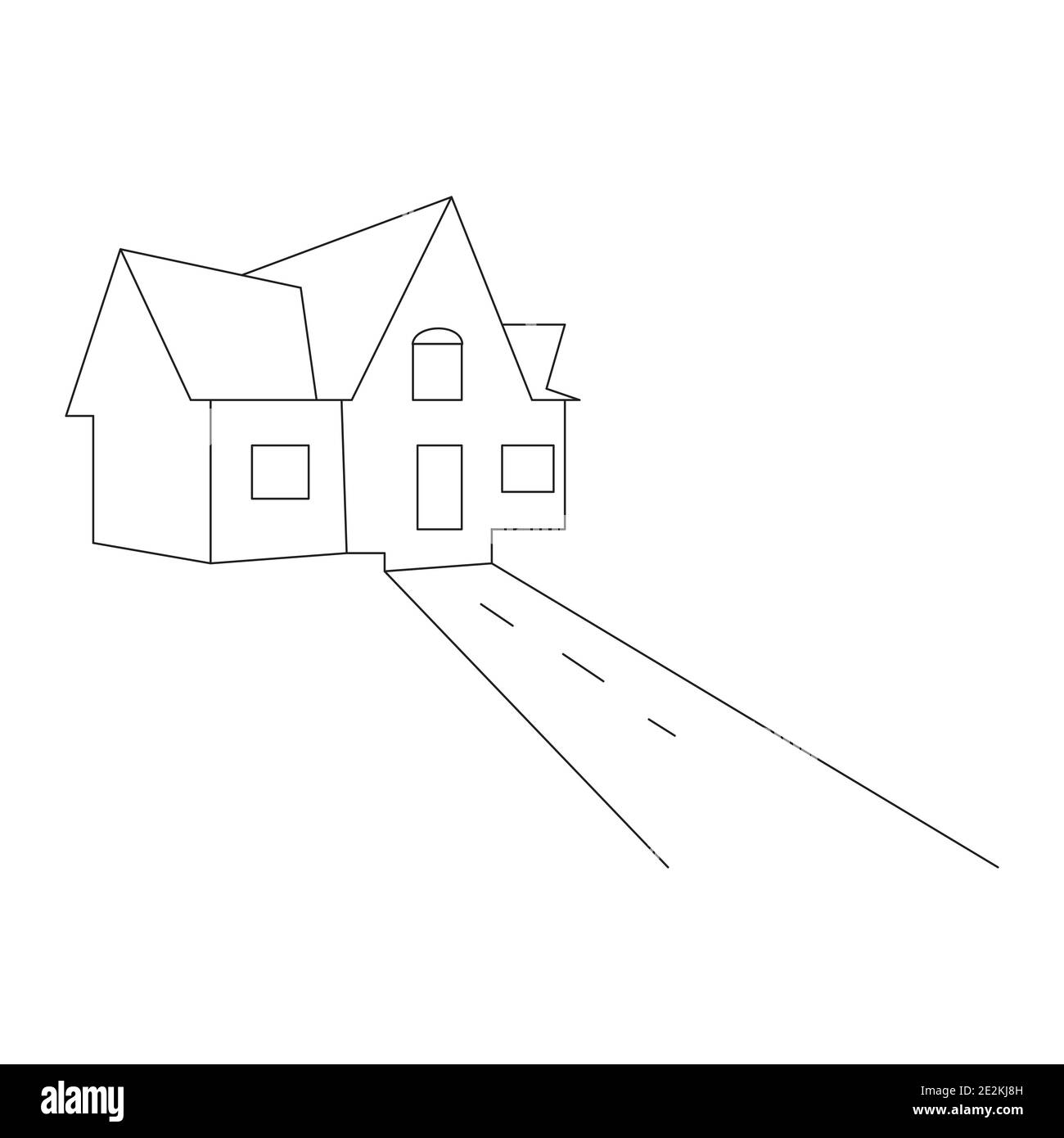 Immagine minimalista di una casa. Disegnato a mano. Vettore Illustrazione Vettoriale