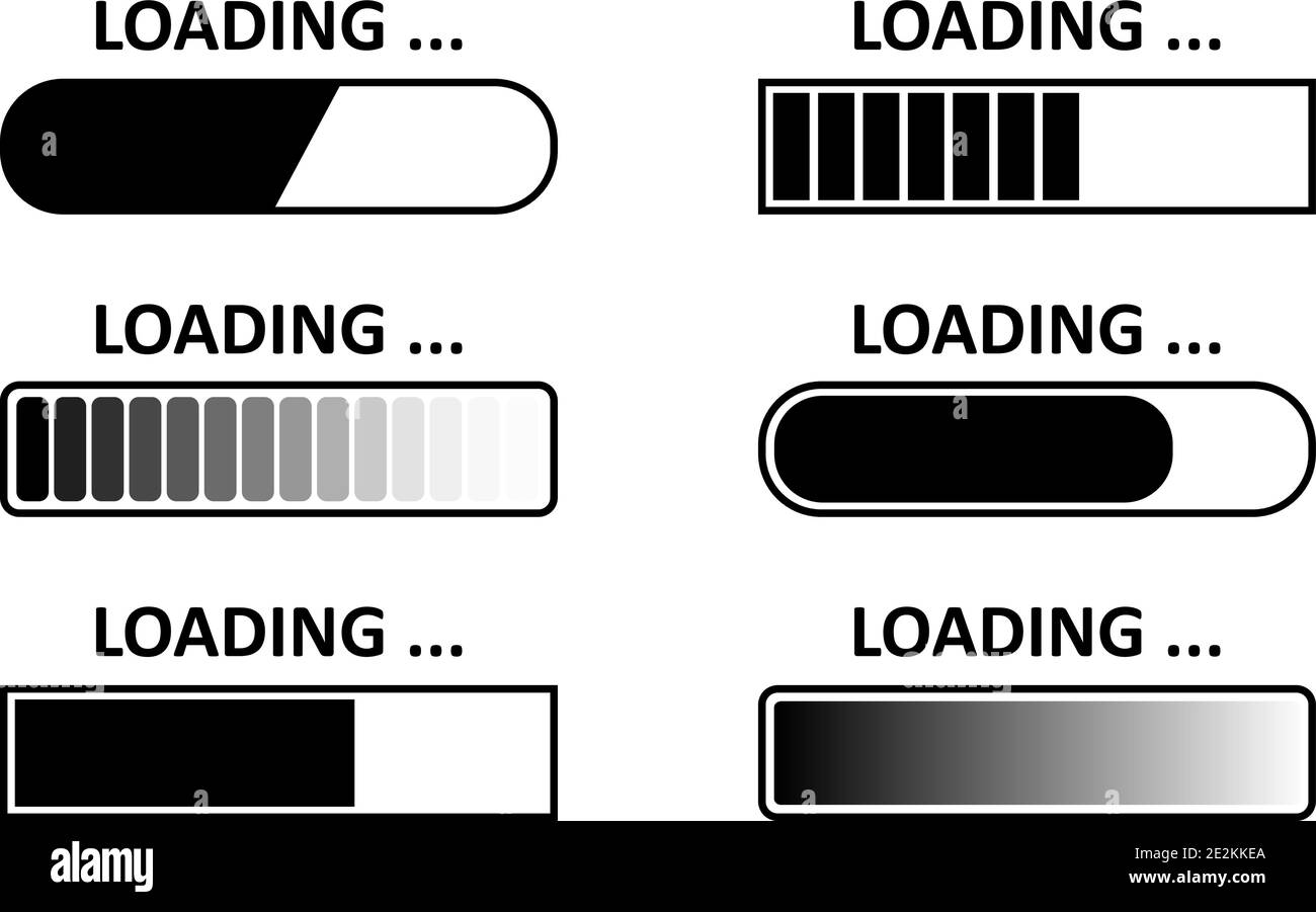 Impostare le icone di caricamento. Simbolo di carico in configurazione piatta. Eps10 Illustrazione Vettoriale