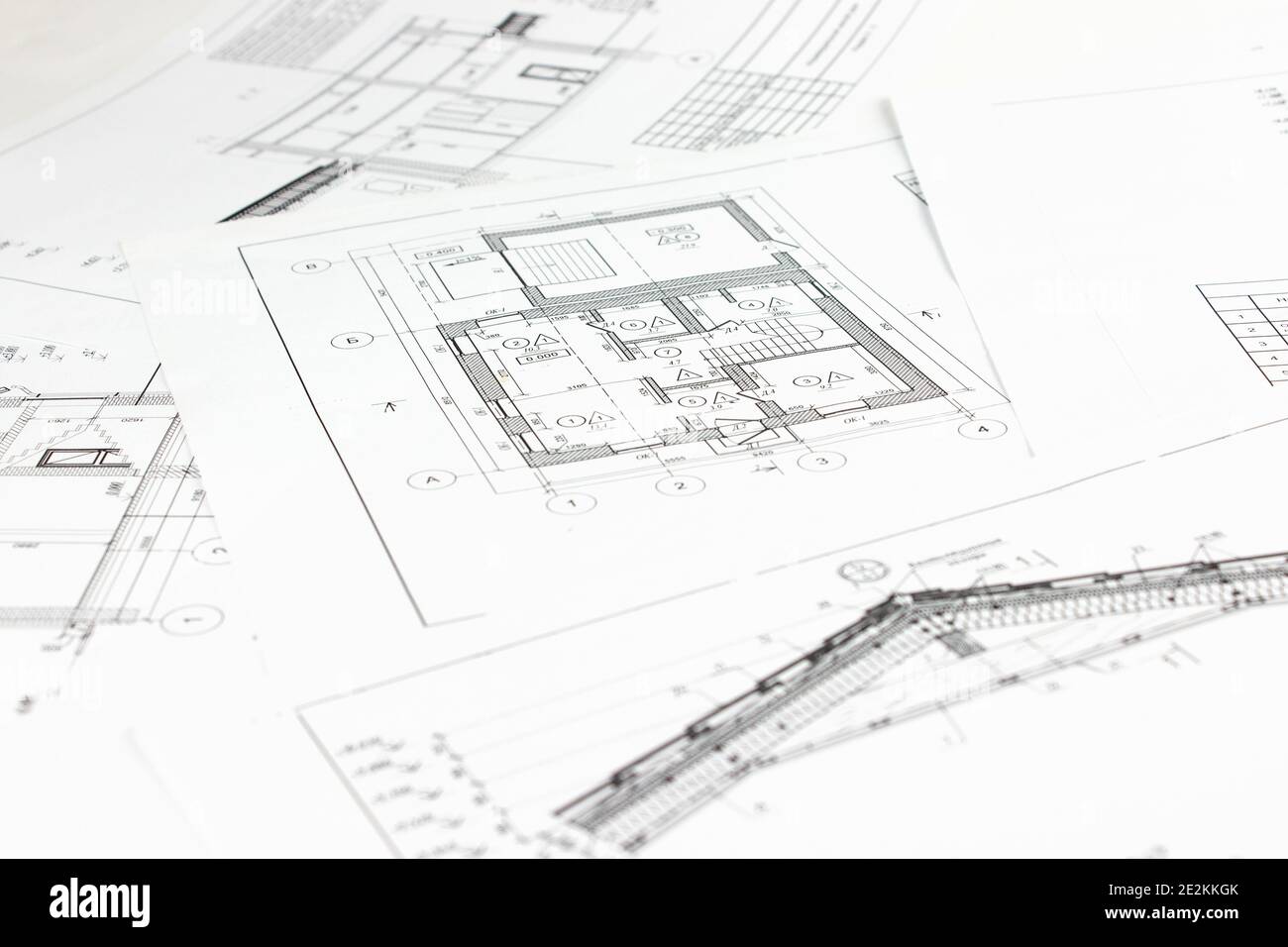 Parte del progetto architettonico. Progetto architettonico, progetto tecnico e costruzioni. Disegni di ingegneria e architettura Foto Stock