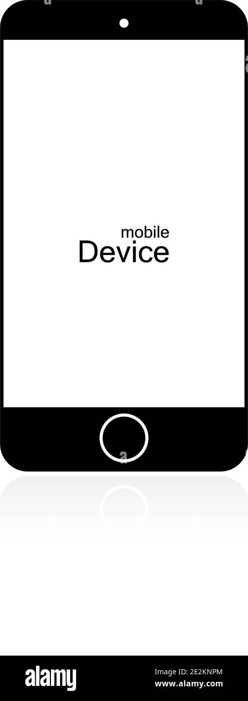 Telefono nero su sfondo bianco. Schermata vuota Illustrazione Vettoriale