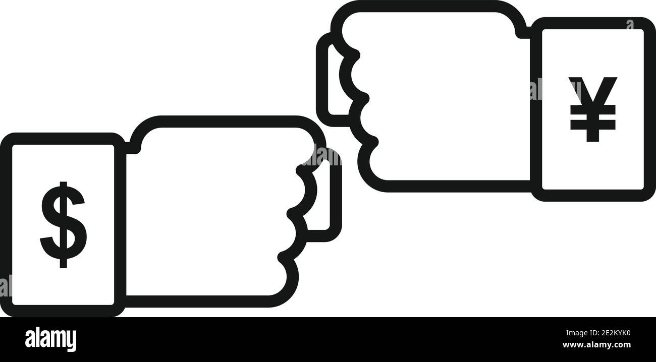 Icona del pugno della guerra commerciale, stile del contorno Illustrazione Vettoriale