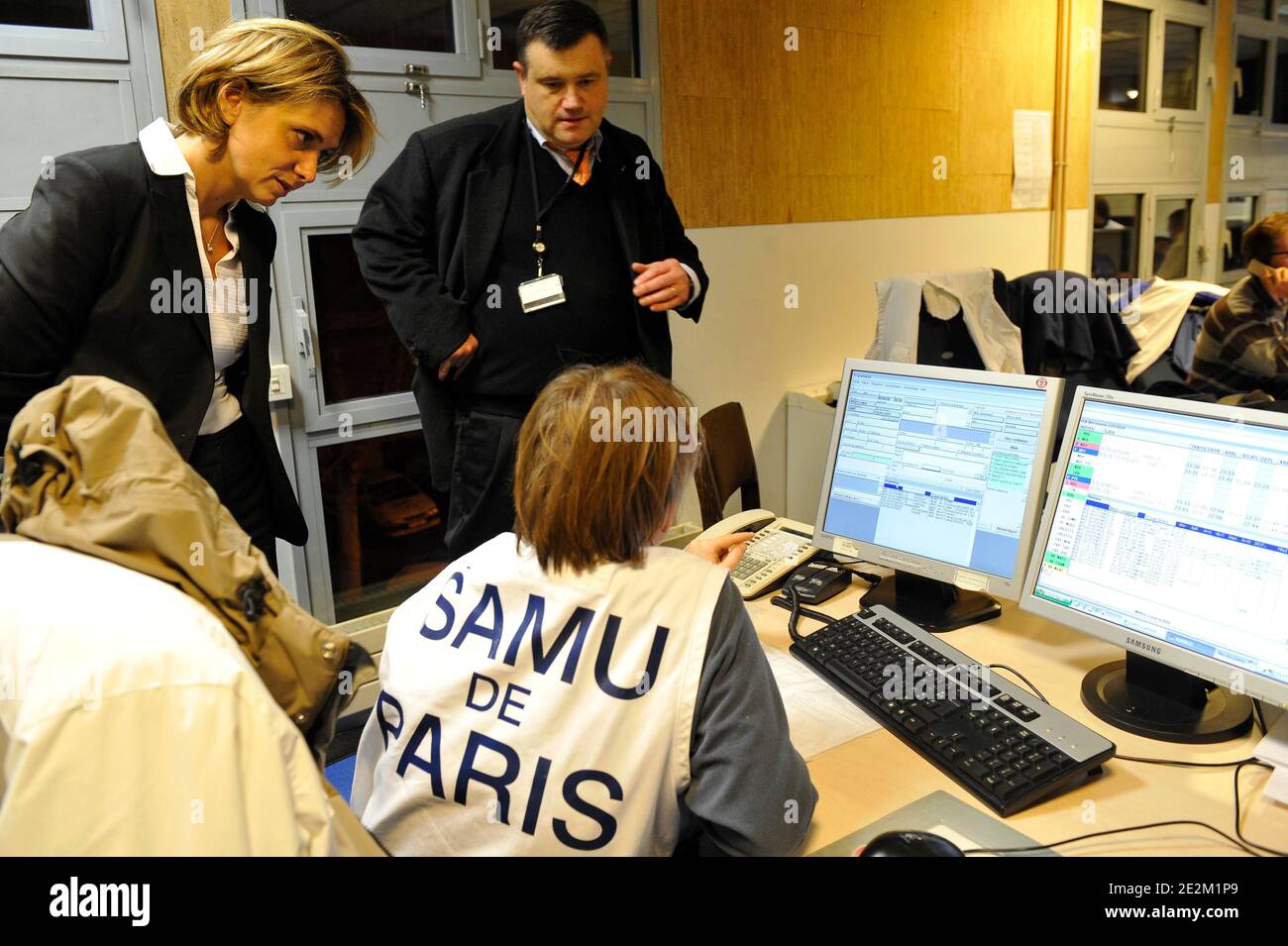 De l'UMP en Ile-de-France pour les elections regionales vivisite les urgences de l'Hopital Necker a Paris, France le 8 Janvier 2010. Foto Elodie Gregoire/ABACAPRESS.COM Foto Stock