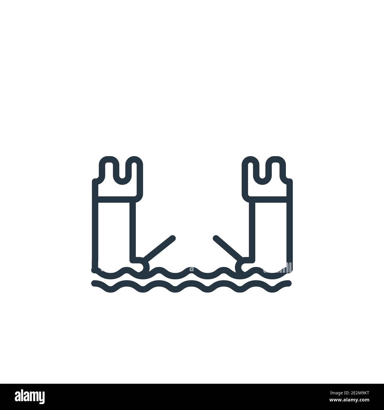 Icona del vettore di contorno del ponte levatoio. Icona del ponte levatoio nero sottile, vettore piatto semplice elemento illustrazione dal concetto di fiaba modificabile isolato su Illustrazione Vettoriale