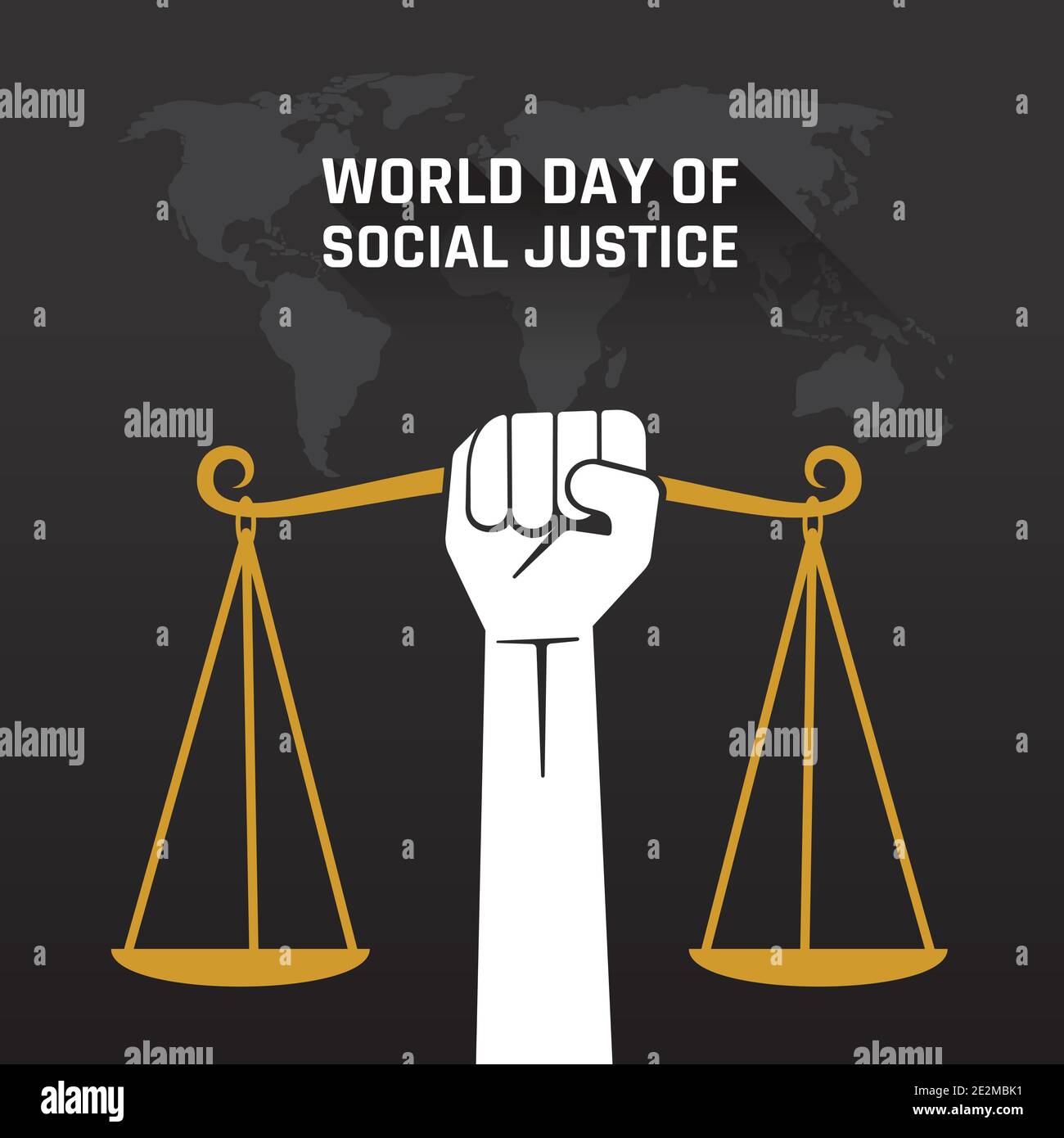 illustrazione vettoriale della giornata mondiale del concetto di disegno di giustizia sociale Illustrazione Vettoriale