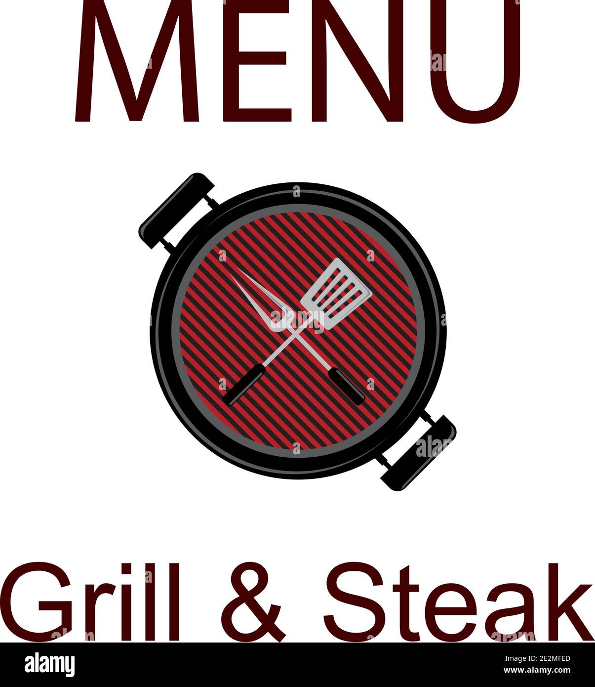 Sticker baner o logotype barbecue su grill e bistecca illustrazione del vettore dei menu Illustrazione Vettoriale