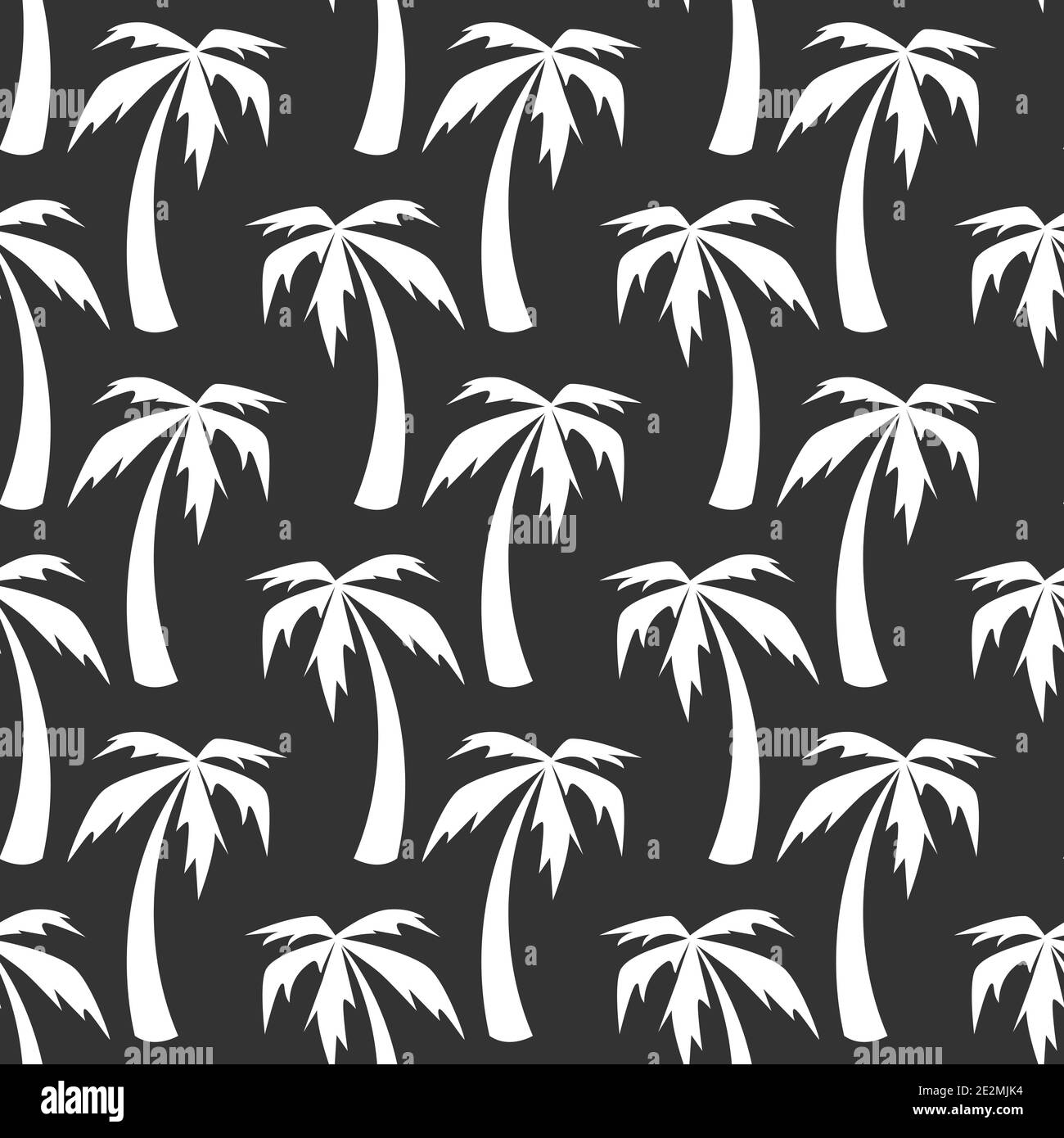 Motivo senza cuciture con palme nere su sfondo bianco. Ornamento vettoriale tropicale estivo. Texture floreale. Illustrazione vettoriale. Ornamento per pr Illustrazione Vettoriale
