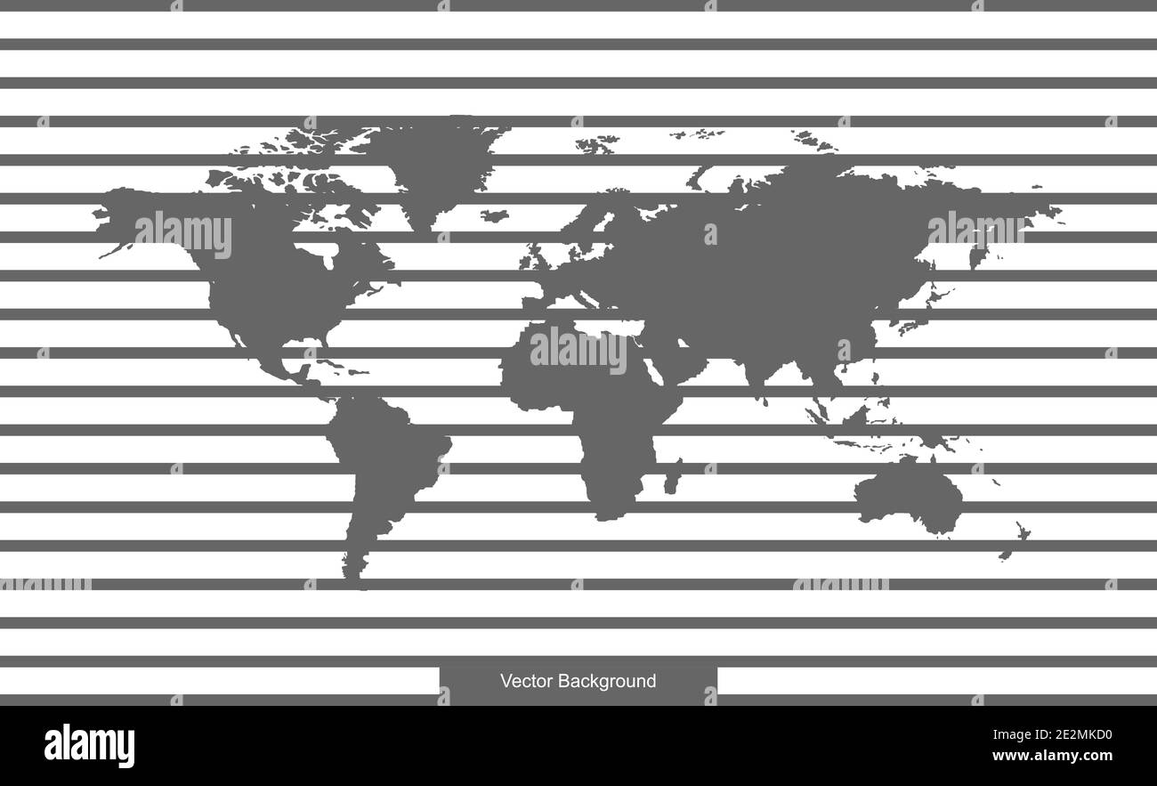 Mappa del mondo isolata su sfondo bianco. Modello vettoriale per sito Web, progettazione, copertina, rapporti annuali, infografiche. Linee su sfondo vuoto Illustrazione Vettoriale