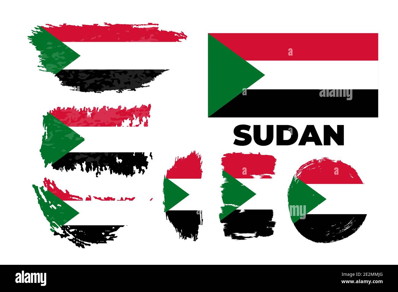 Bandiera ondulata del grafico vettoriale Sudan. Immagine della bandiera sudanese ondulata. Illustrazione Vettoriale