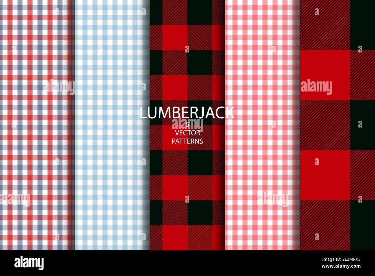 Set di 5 Lumberjack plaid pattern vettoriale. Eps10 Illustrazione Vettoriale