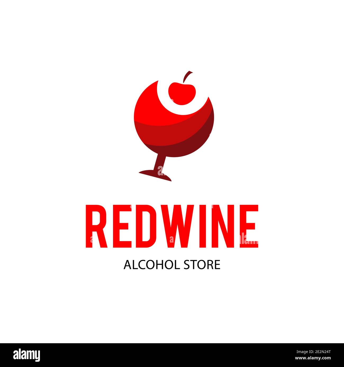 Simbolo bicchiere astratto di vino rosso. Design moderno logo wineglass per le imprese. Logotipo vettoriale isolato su sfondo bianco. Illustrazione Vettoriale