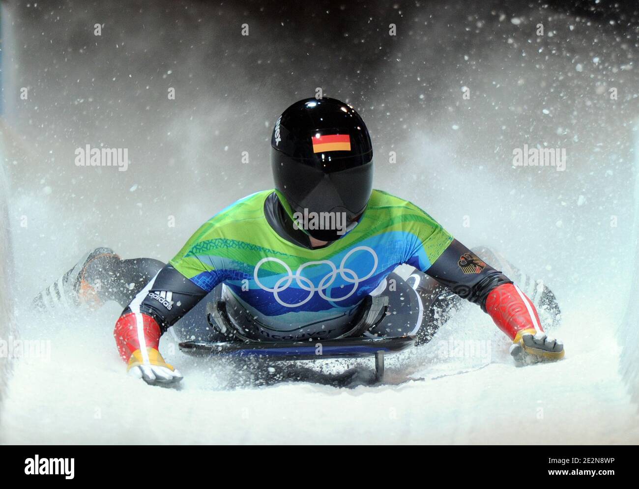 Sandro Stielicke della Germania durante lo scheletro maschile per i Giochi Olimpici invernali di Vancouver 2010 XXI al Whistler Sliding Center di Whistler, Canada, il 19 febbraio 2010. Foto di Gouhier-Hahn-Nebinger/ABACAPRESS.COM Foto Stock