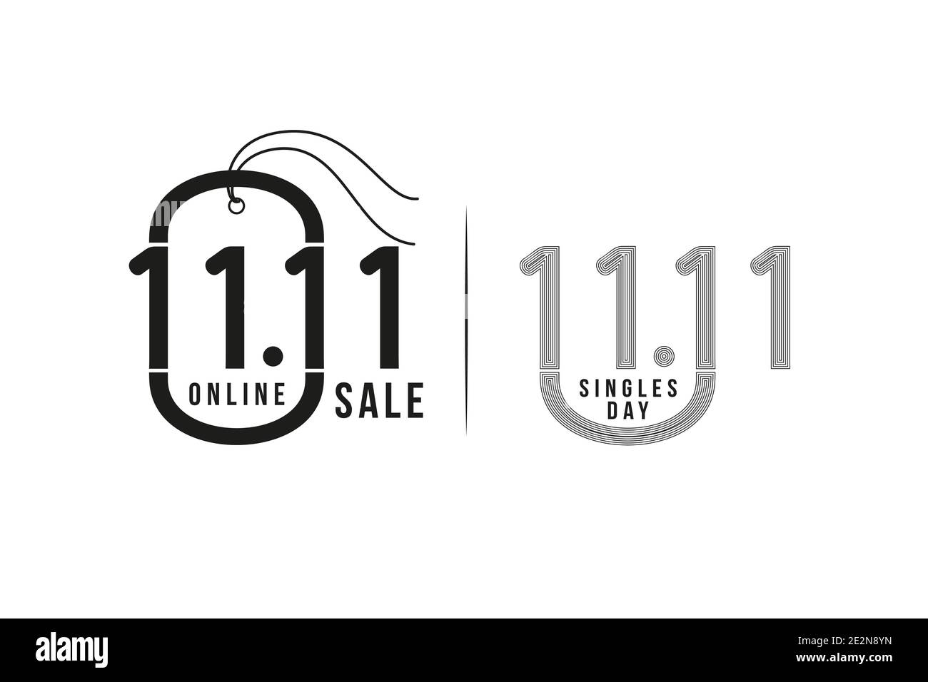 Tag 11.11 vendita, 11.11 vendita online, festival single day, data e mese segno numero per lo shopping festival poster o volantino design, banner social media, Illustrazione Vettoriale